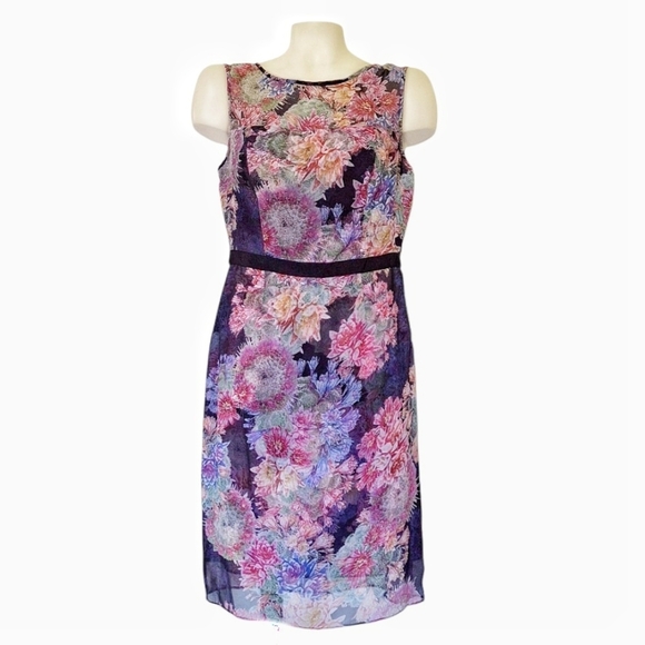 Adrianna Papell Floral Multicolor Dress 8 Wedding Cocktail Boho 8 - Picture 6 of 8